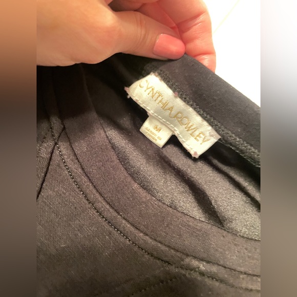 Cynthia Rowley Black Short Sleeved Sweatshirt Crop Top Ruched Waist Size Medium - Picture 8 of 8